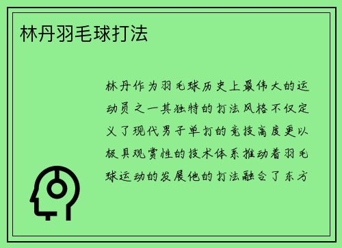 林丹羽毛球打法